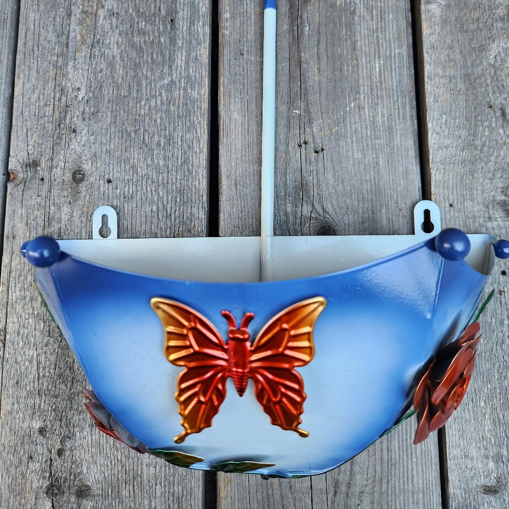 14.5" H, Up Side-Down Hanging Umbrella Planter, Color: BLUE